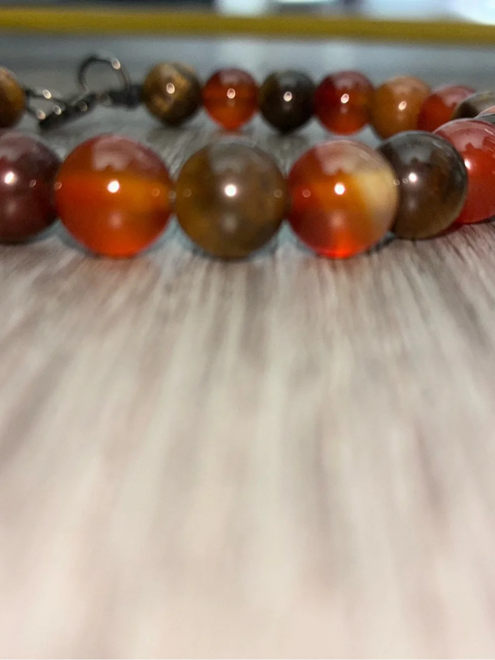 Beaded Red and Brown Agate Bracelet - Unbranded